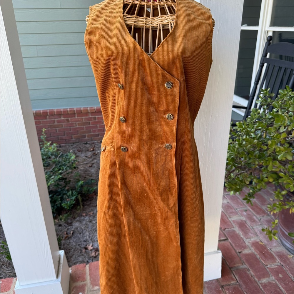 Vintage 1960s Women's Corduroy Double-Breasted Dress